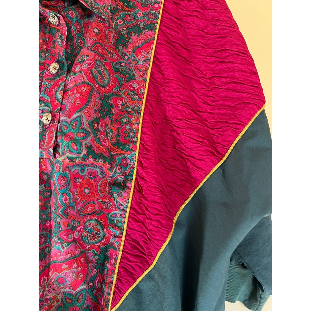 Retro Paisley Art to Wear 70s Style Print Blouse Large - Picture 5 of 7